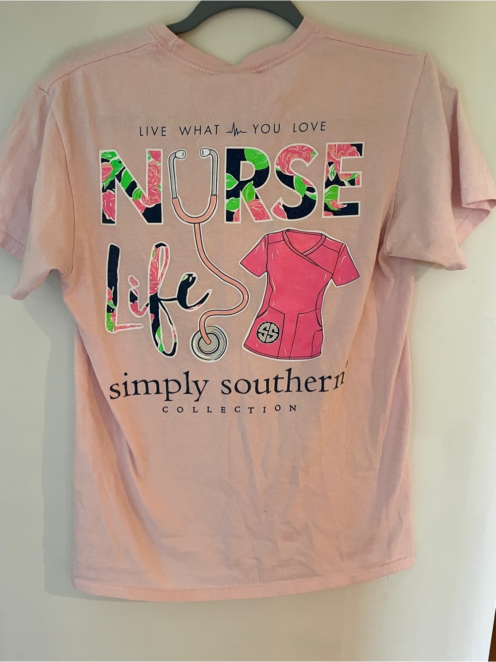 Simply Southern Pink Floral 'Nurse Life' Tee